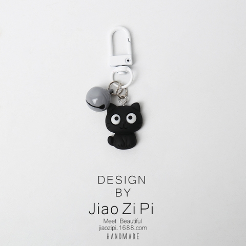 Móc khóa hình mèo đầu to kèm chuông