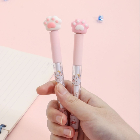 Bút gel bấm hình chân mèo có thể xoay đầu