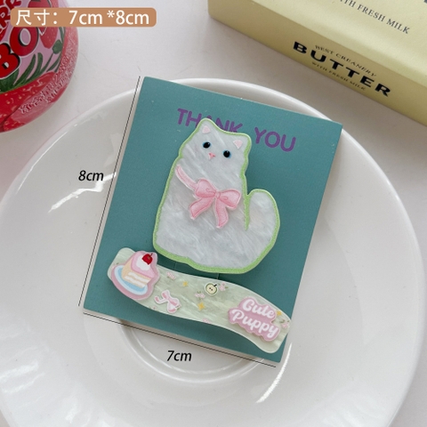 Bộ 2 kẹp tóc mái hình mèo và họa tiết