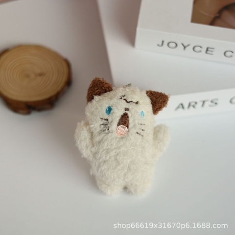 Móc khóa có dây treo túi hình mèo trắng hốt hoảng