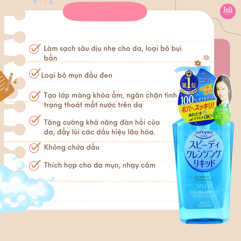 Dầu tẩy trang  Kose Softymo Speedy Cleansing Liquid- XANH- Xách tay Nhật