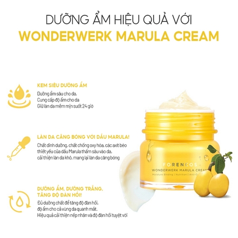 Kem Dưỡng Trắng Da Forencos Wonderwerk Marula Moisture Binding Cream 50ml- Hộp Vàng Ban Đêm
