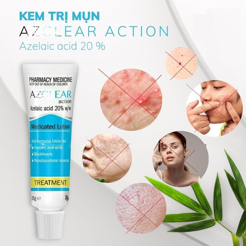 Kem trị mụn  Azclear 20% Azelaic Acid Giảm Mụn, Mờ Thâm 25gram Úc