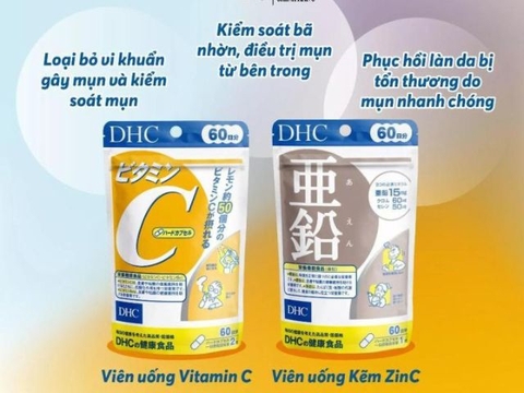 DHC Combo Giảm Mụn- Mờ Thâm 60 ngày ( Vitamin C và Kẽm)