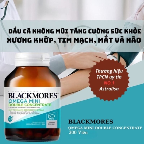 Dầu cá Blackmores Double Concentrate Omega Mini 200 viên