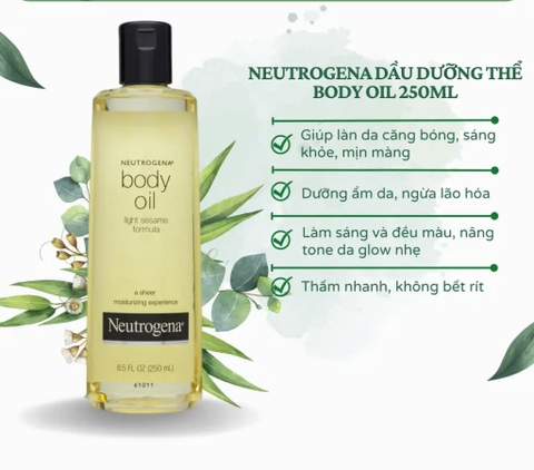 Dầu Dưỡng Thể Căng Bóng, Cấp Ẩm Giúp Da Mềm Mại Neutrogena Body Oil Light- 250ml- Úc