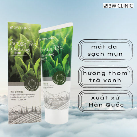 Sữa Rửa Mặt Trà Xanh 3W Clinic Green Tea Foam Cleansing 100ml