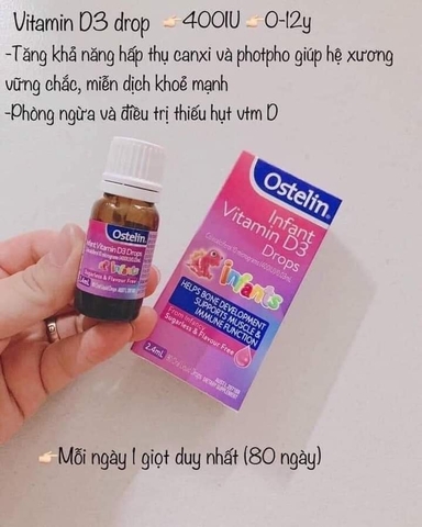 Ostelin Infant Vitamin D3 Drops 2.4ml cho trẻ từ 0 – 12 tuổi