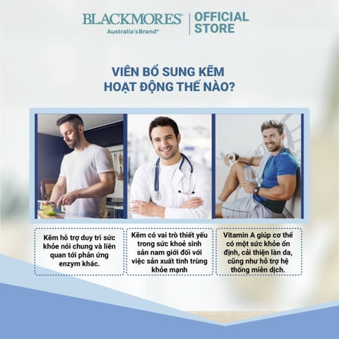 Viên bổ sung kẽm Blackmores- Úc (84 viên) hỗ trợ cân bằng nội tiết, trị mụn, lành vết thương