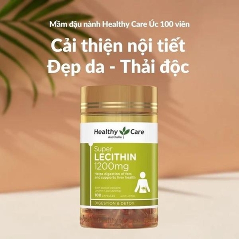 Viên uống Mầm đậu nành Healthy Care Super Lecithin 1200mg (100viên) cải thiện nội tiết, đẹp da, thải độc