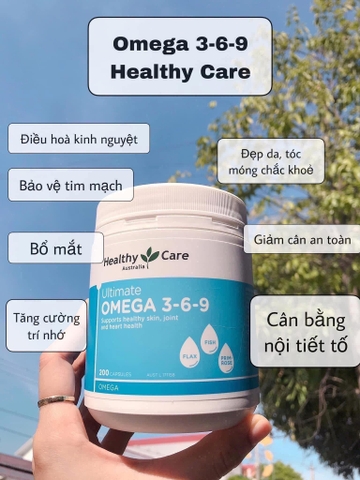 Viên uống Omega3 Ultimate 3-6-9 200 viên Healthy Care Úc