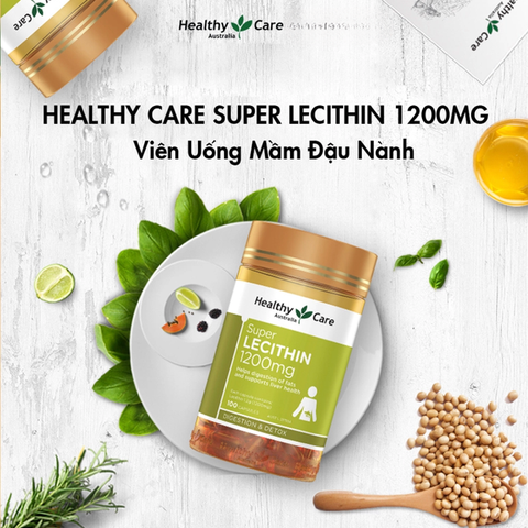 Viên uống Mầm đậu nành Healthy Care Super Lecithin 1200mg (100viên) cải thiện nội tiết, đẹp da, thải độc