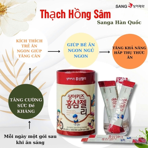 Thạch hồng sâm baby Hàn Quốc cho bé SANG-A Kid's Korean Red Ginseng Jelly - 600g (30 gói x 20g)