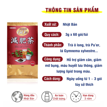 Trà Genpi Orihiro Hỗ Trợ Giảm Mỡ Thừa 60 Gói/ Túi Genpi Tea