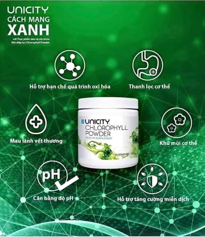 BỘT DIỆP LỤC UNICITY SUPER CHLOROPHYLL POWER (92G) TỪ MỸ Hạn 9 hoặc 12/2026