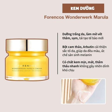 Kem Dưỡng Trắng Da Forencos Wonderwerk Marula Moisture Binding Cream 50ml- Hộp Vàng Ban Đêm