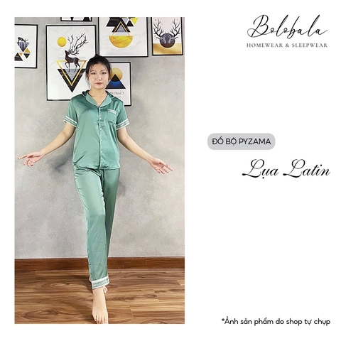 SP_48 Bộ đồ pijama BOLOBALA bộ ngủ pizama cộc tay quần dài chất lụa latin trơn boo mềm mát không xù