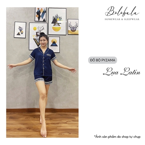 SP_43 Đồ bộ pijama BOLOBALA bộ ngủ pizama đùi chất lụa latin boo trơn mềm mịn mát mặc nhà