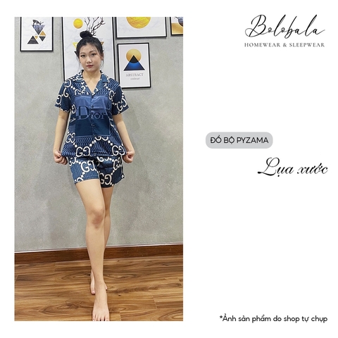 SP_42 Đồ bộ pijama BOLOBALA bộ ngủ pizama đùi chất lụa xước 2CE họa tiết 3D mềm mịn không xù