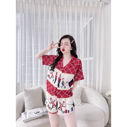 SP_29 Đồ bộ pijama BOLOBALA đùi croptop lụa xước mẫu mới, hàng đẹp cao cấp