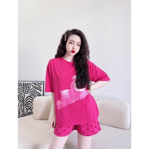 SP_23 Đồ bộ thun BOLOBALA áo thun tay ngắn quần đùi, chất thun cotton dày dặn in hoạ tiết gấu dễ thương, phối nổi bật