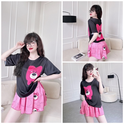 SP_84 Đồ bộ BOLOBALA set quần giả váy áo cổ tròn, chất lụa latin trẻ trung, xịn xò