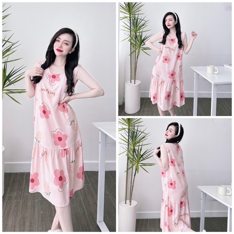 SP_110 Đầm BOLOBALA mặc nhà sát nách chất liệu vải TOLE (LANH) dáng rộng siêu thoải mái và mát mẻ