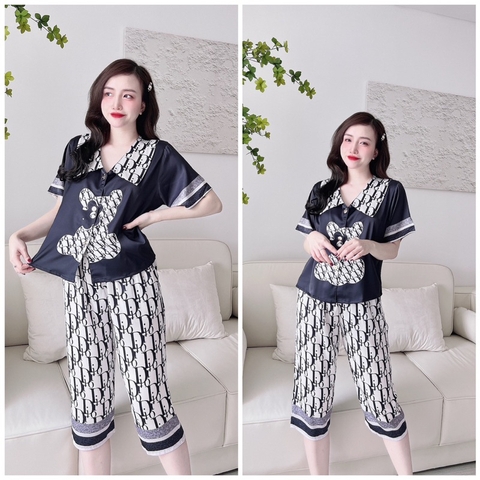 SP_46 Bộ đồ pijama BOLOBALA bộ ngủ pizama lửng chất lụa latin họa tiết thiết kế 3D