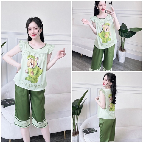 SP_119 Đồ bộ pijama BOLOBALA mặc nhà quần lửng áo tay cánh tiên chất lụa latin mẫu mới nhất cực xinh