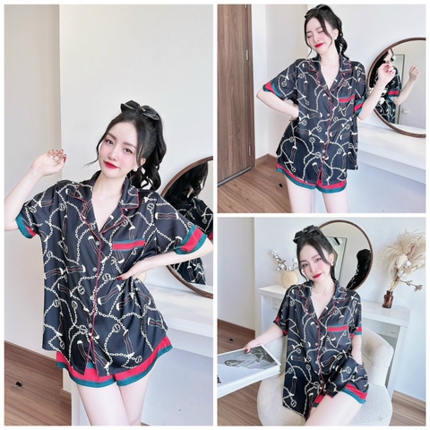 SP_142 [Size XL] Đồ bộ pijama BOLOBALA mặc nhà quần đùi áo tay ngắn chất lụa latin big size, siêu xinh
