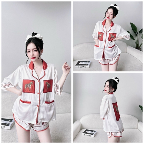 SP_149 [size XL] Đồ bộ pijama BOLOBALA mặc nhà quần đùi áo tay cánh dơi chất lụa latin form rộng, thoải mái