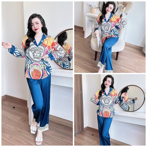 SP_158 Đồ bộ pijama BOLOBALA mặc nhà quần dài áo tay dài chất lụa latin hoạ tiết cực nét, hiện đại