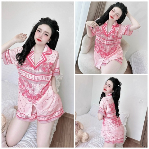Đồ bộ pijama nữ mặc nhà BOLOBALA quần đùi áo tay ngắn [SP_168] chất lụa latin form truyền thống dễ mặc, thoải mái