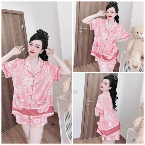 SP_170 [size XL] Đồ bộ pijama BOLOBALA cho nữ mặc nhà quần đùi áo tay ngắn có 2 túi áo chất lụa latin mẫu hot