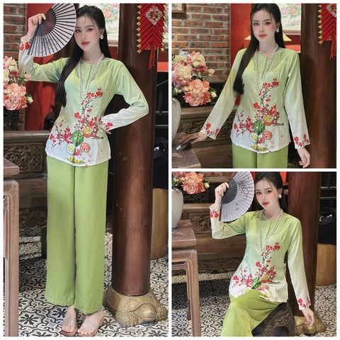 SP_176 ÁO BÀ BA TRUYỀN THỐNG BOLOBALA TAY DÀI CHẤT GẤM HOẠ TIẾT XUÂN GIÁP THÌN 2024 MÀU SẮC RỰC RỠ