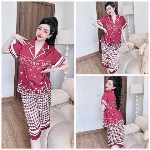 SP_178 Đồ bộ pijama BOLOBALA cho nữ mặc nhà quần lửng áo tay ngắn chất lụa latin cực đẹp, may kĩ