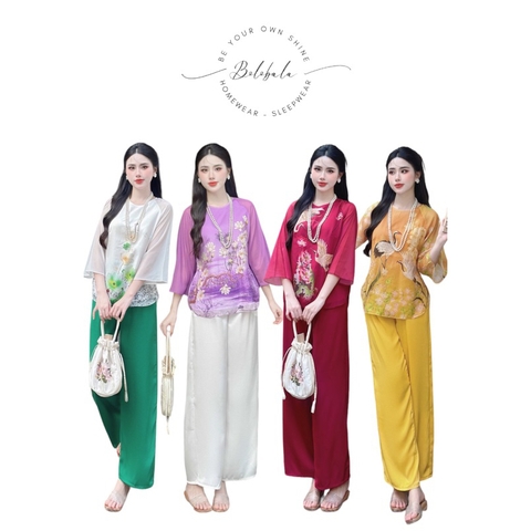 SP_190 BỘ LAM, PHÁP PHỤC ĐI LỄ CHÙA BOLOBALA QUẦN DÀI ÁO TAY LỠ CHẤT ÁO TƠ PHỐI QUẦN LỤA LẠNH MÀU SẮC HÀI HOÀ