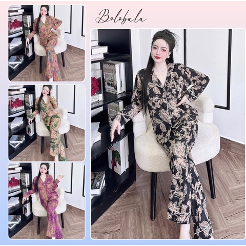Đồ bộ pijama BOLOBALA nữ SP_240 mặc nhà quần dài áo tay dài phom truyền thống chất lụa mango