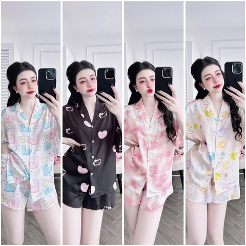 SP_224 Đồ bộ pijama BOLOBALA nữ mặc nhà quần đùi áo tay ngắn phom cánh dơi nhẹ chất lụa latin Bunny