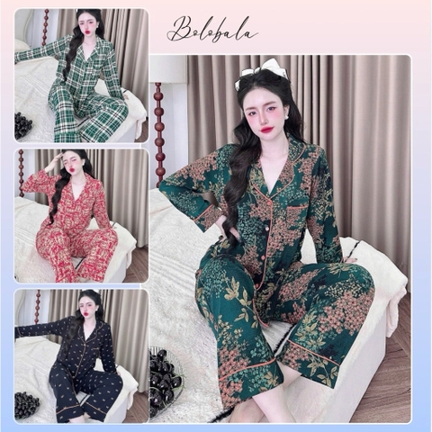 Đồ bộ pijama BOLOBALA nữ SP_254 mặc nhà quần dài áo tay dài phom truyền thống chất lụa mango đẹp