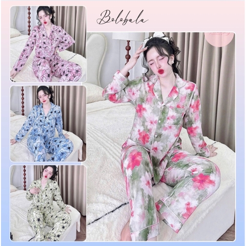Đồ bộ pijama BOLOBALA SP_256 mặc nhà quần dài áo tay dài chất lụa mango cực mịn, hàng đẹp