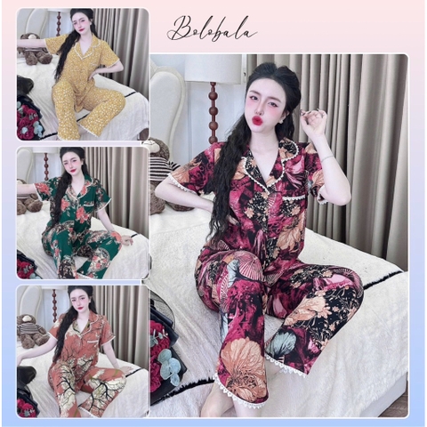Đồ bộ pijama BOLOBALA nữ SP_258 mặc nhà quần dài áo tay ngắn phom truyền thống chất lụa mango loại đẹp