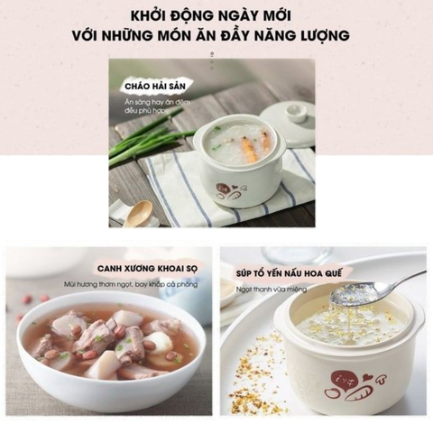 Nồi nấu chậm Bear SUBE001 dung tích 0.8L, 6 chức năng nấu ăn đa dạng