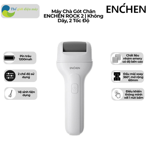 Máy Chà Gót Chân ENCHEN ROCK 2 | Không Dây, 2 Tốc Độ, Đầu Mài Emery Xoay 360 Độ, Pin Trâu 1200mAh