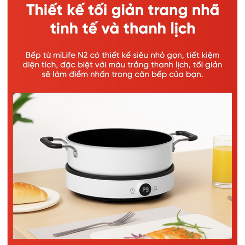 Bếp từ miLife N2 9 mức nhiệt, hẹn giờ, đun liu riu