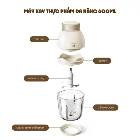 Máy xay ăn dặm Bear QSJ-D02Q1 600ml công suất 200W, cối thủy tinh an toàn
