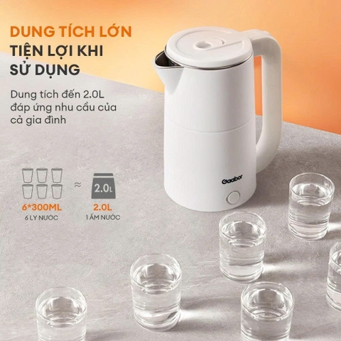 Ấm siêu tốc Gaabor EK20M-WH02A dung tích 2L công suất 1500W