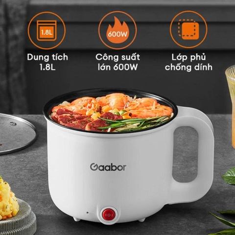 Nồi điện đa năng Gaabor GR-N18A công suất 600W dung tích 1.8L lòng nồi chống dính