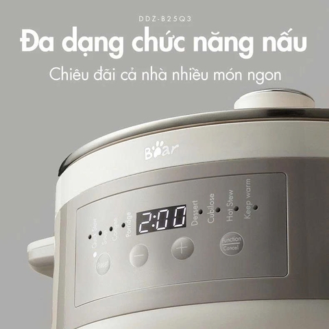 Nồi nấu chậm đa năng Bear DDZ-B25Q3 dung tích 2.5L kèm xửng hấp