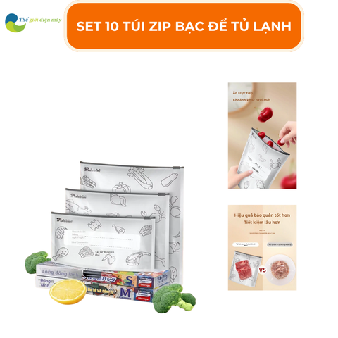 Set 10 túi zip bạc để tủ lạnh